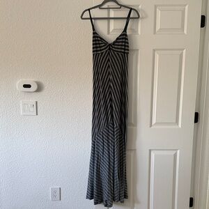 Gypsy 05 Black and Gray Striped Maxi Dress